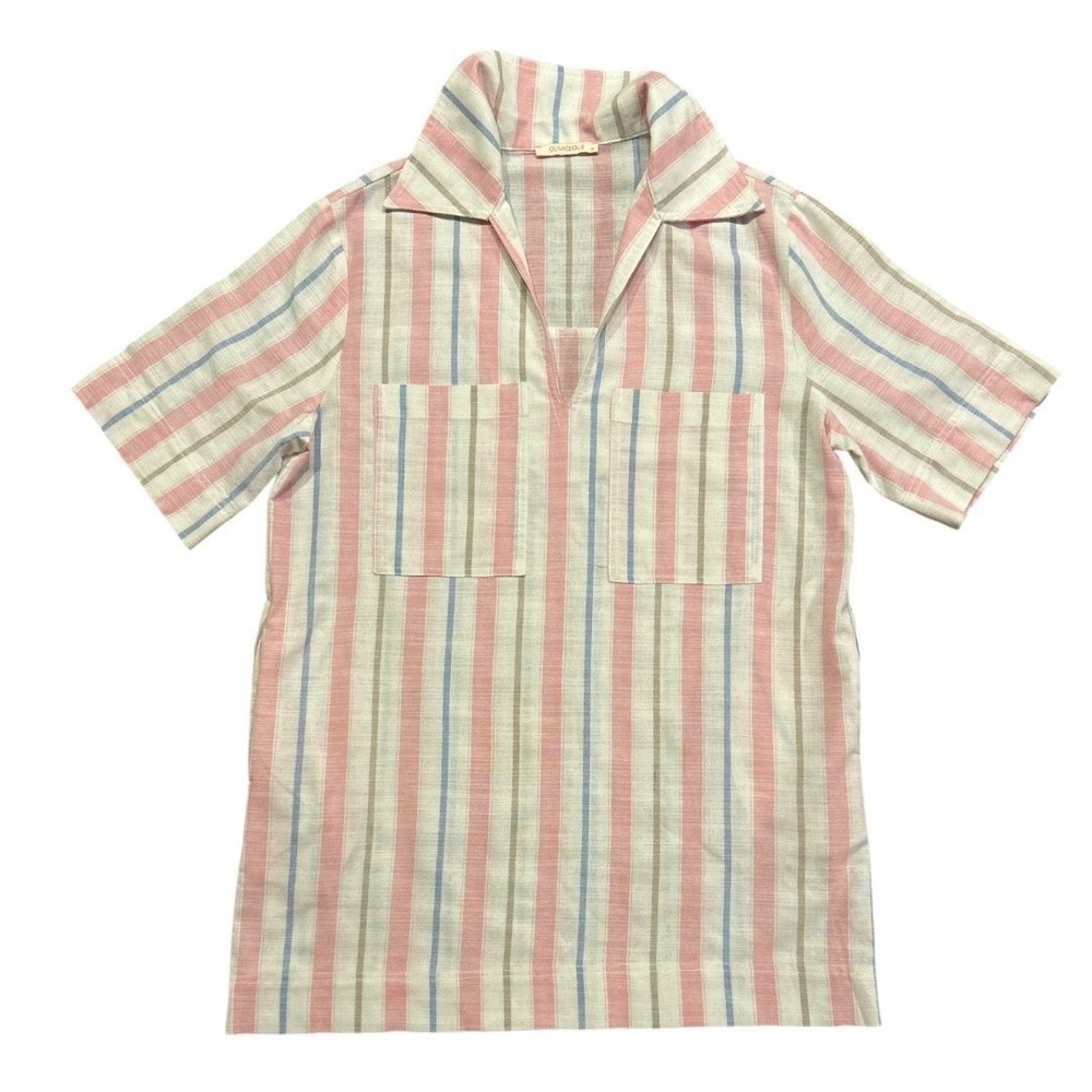 Olivaceous Linen Blend Stripped Mini Dress Size M Pockets Resort Vacation Vibes